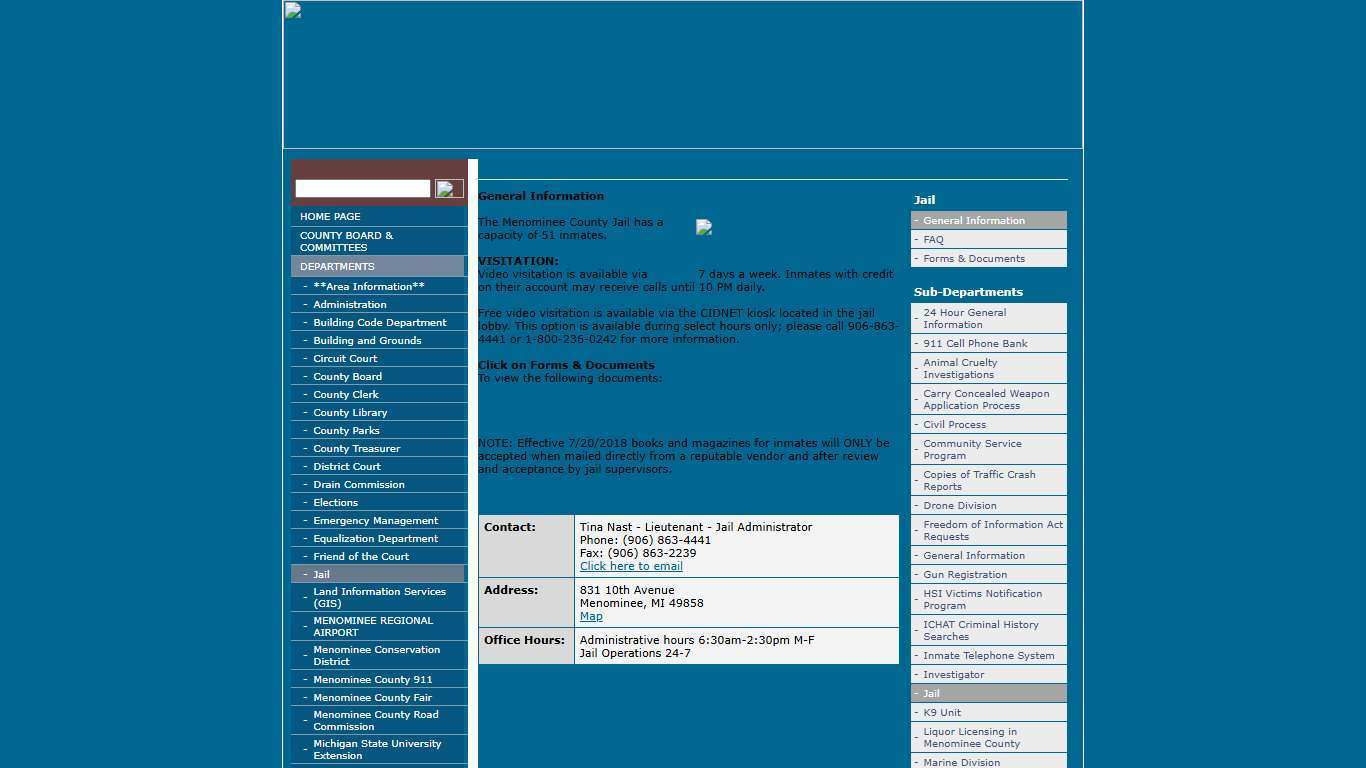 Menominee County » Departments » Sheriff's Office » Jail